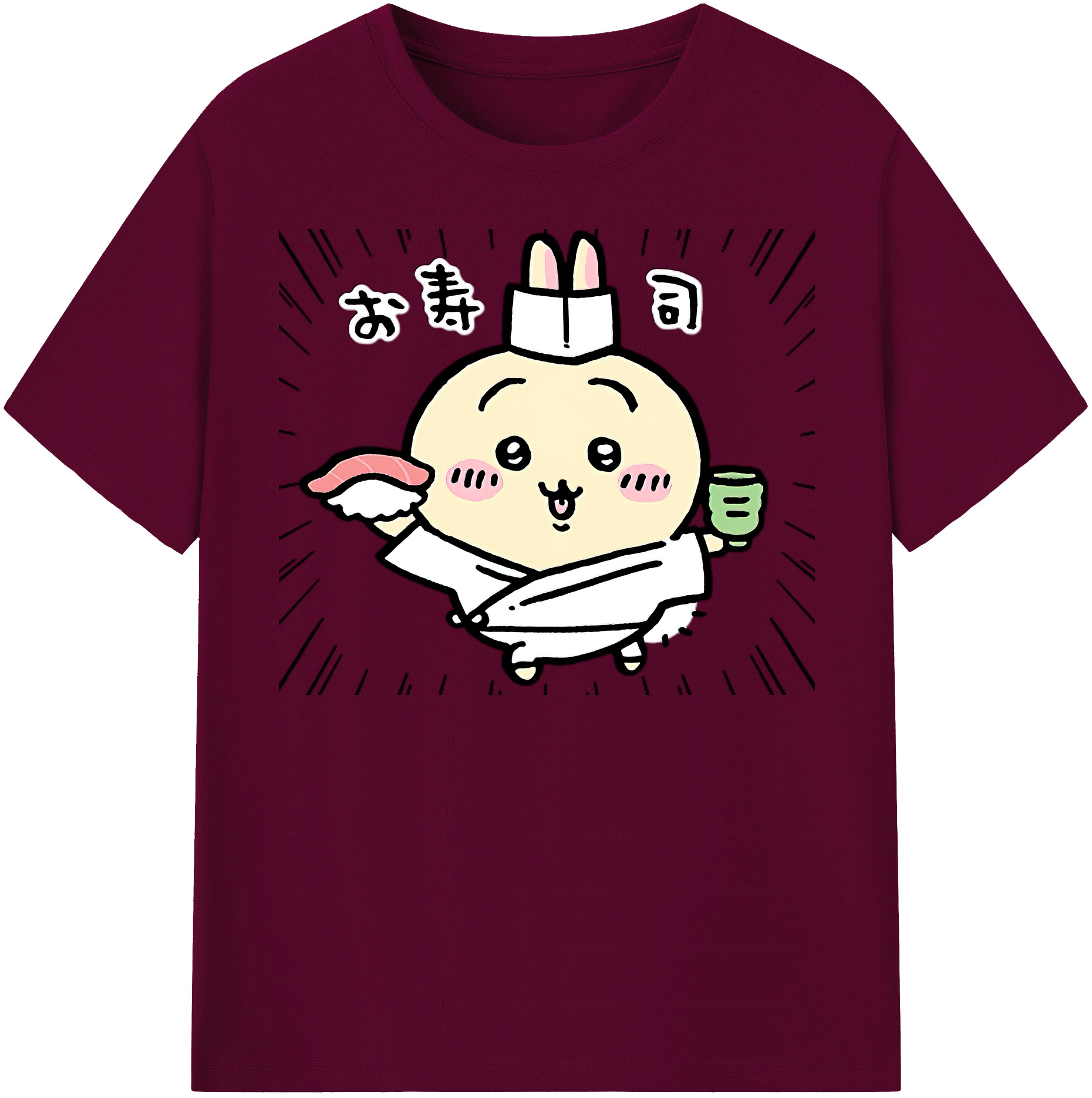 （画像用） ちいかわ うさぎ Chii-kawa usagi レディースカジュアルプリントTシャツ（綿100％）